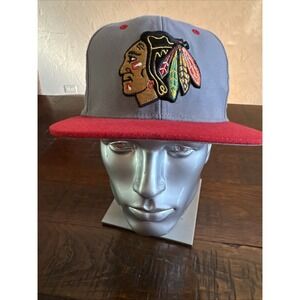 Chicago Blackhawks Hat Cap Zephyr Gray Red Flat Brim‎ Snapback Embroidered